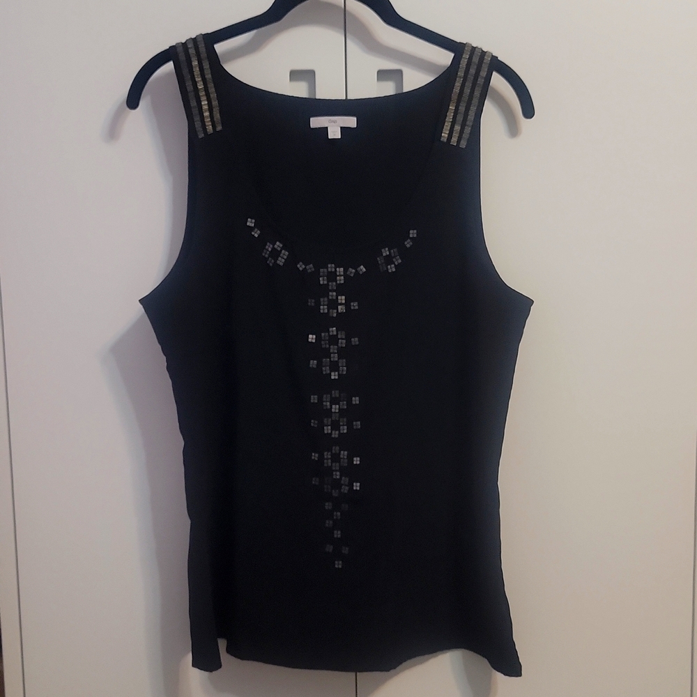 Gap Black Sleeveless Blouse with Metal Beading